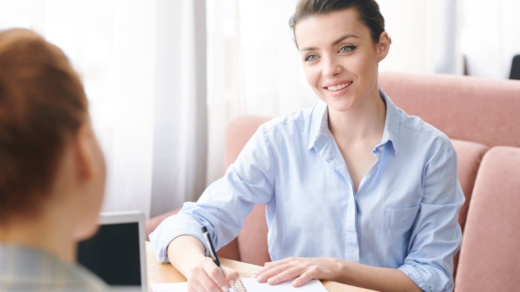 Informal job interview in cafe