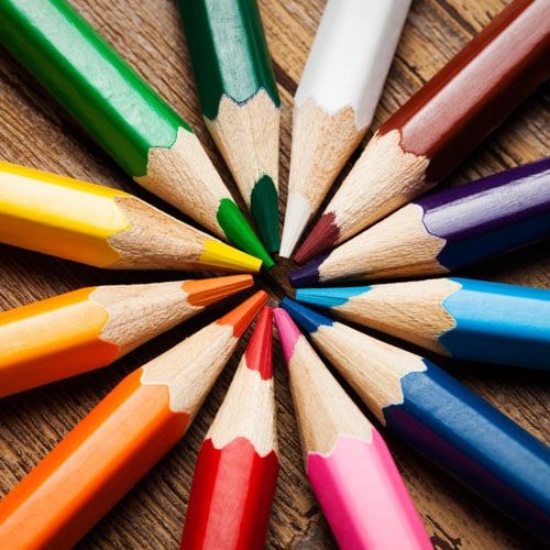 Many different colored pencils. Close-up macro. Many different colored pencils. Close-up macro.